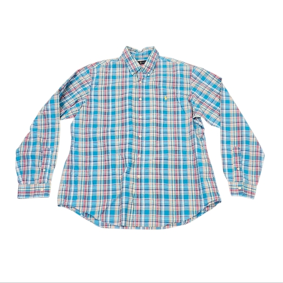 Ralph Lauren Men XL Blue Multicolor Plaid Preppy Long Sleeve Button Up Shirt - Picture 1 of 7